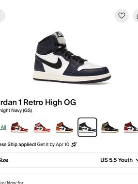 Nike Kids Air Jordan 1 Retro High OG - White & Navy